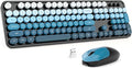 MOFII Wireless Keyboard and Mouse Combo, 2.4GHz Retro Typewriter Keyboard Full Size, Cute Wireless Mice, USB Dongle Plug and Play, for Laptop, PC, Desktop, Windows (Black Blue Gradient Color) by MOFII