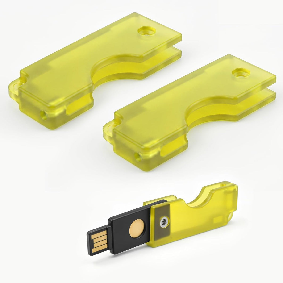 2 Pack PC Flip Holder Keychain Protective Cover Compatible with YubiKey 5 NFC, Hard PC Slide-Open Carrying Case, NFC-Friendly Tap-to-Use Security Key Protector, Lightweight Keychain Cover,Yellow by REEYEAR