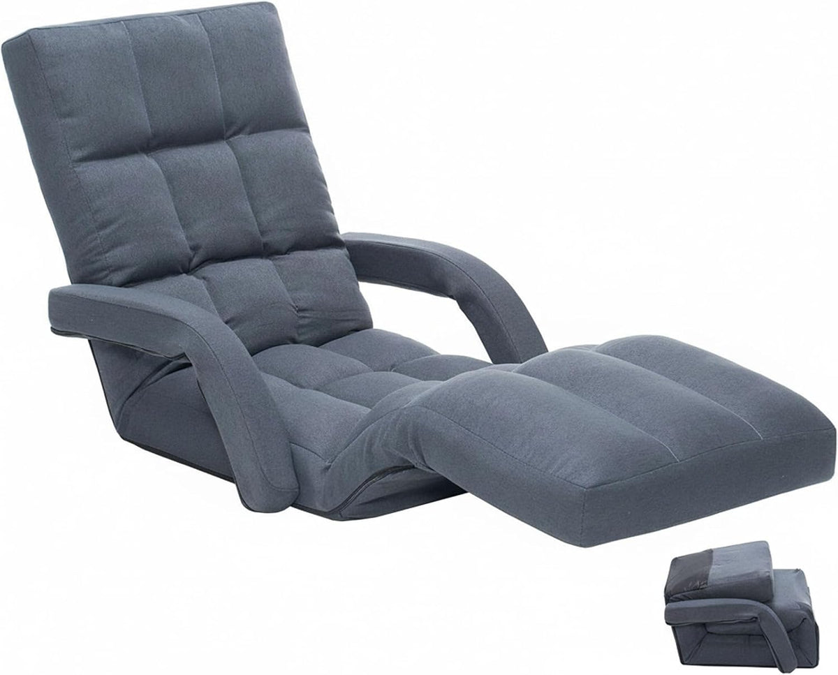 Adjustable Floor Chair with Adjustable Footrest, Folding Lazy Meditation Prayer Chair, Multi-Position Reclining Floor Gaming Chair for Reading, Watching TV, Relax(Grey) by OTTERLEAd