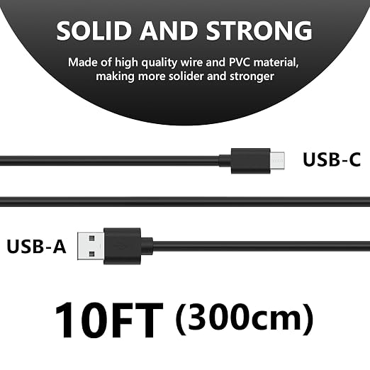 GEEKRIA for Creators USB A to Type C Microphone Cable 10 ft / 3 M, Compatible with Fifine AmpliGame A6, HyperX QuadCast S, SoloCast, Logitech G Yeti GX, TONOR TC30 Mic Cord (Black) - Image 2