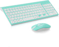 cimetech Wireless Keyboard and Mouse Combo - Blue White | Compact quite scissor-switch keyboard with optical mouse, includes USB-A Nano Receiver, for Computer,Mac,Laptop,PC,Windows by cimetech