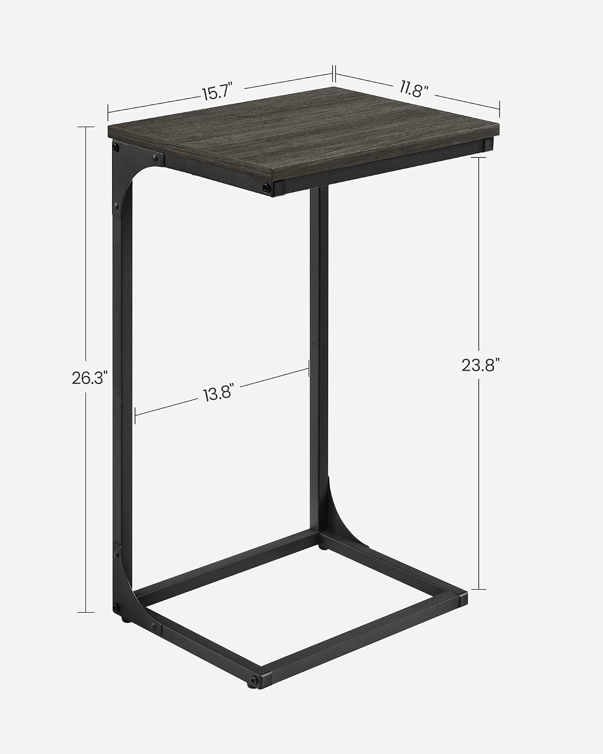 VASAGLE C-Shaped End Table, Couch Side Table for Sofa with Metal Frame - Image 3