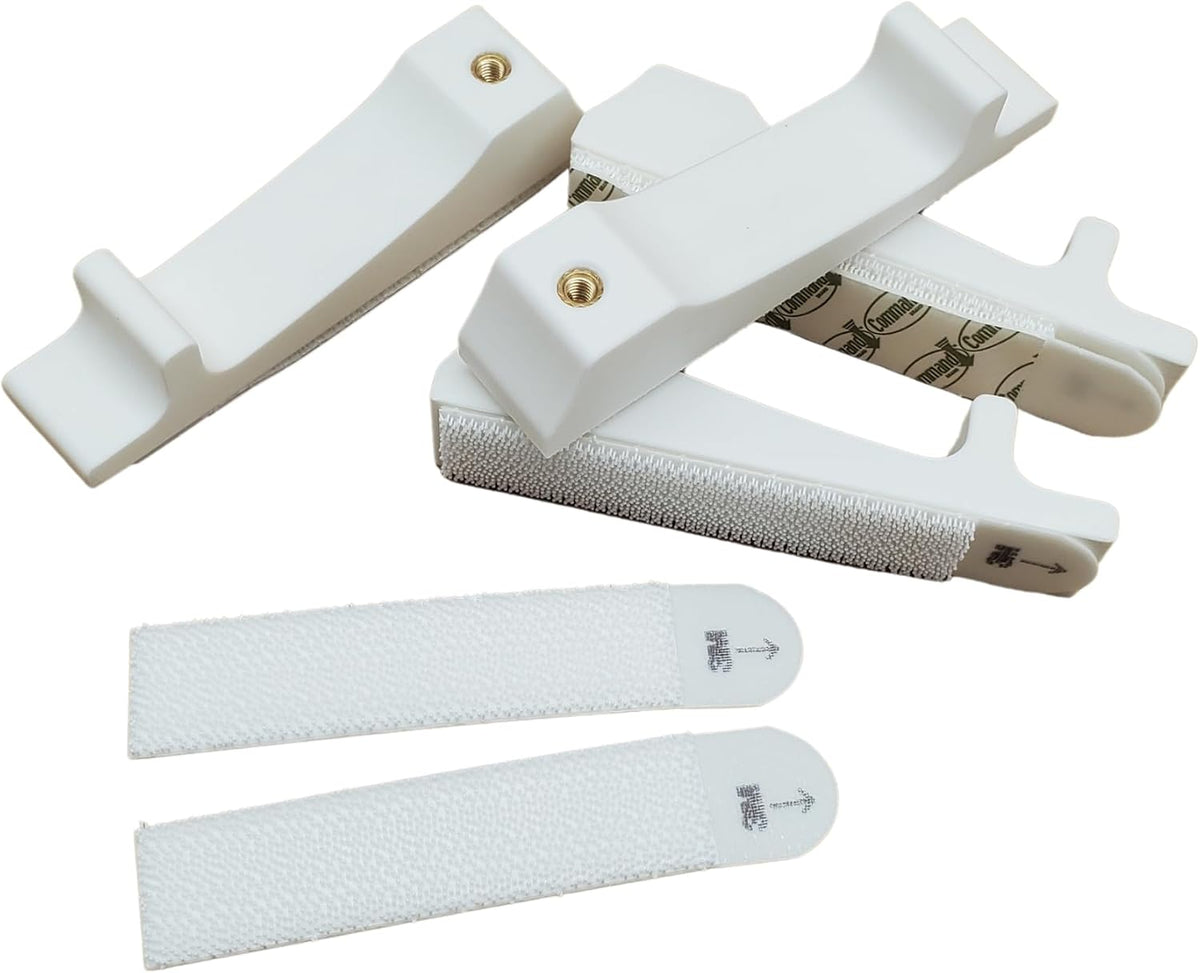 'Just Hanging Pegboards' Pegboard Wall Mounting Hardware, Compatible with IKEA SKADIS, Compatible with Command Strips. No Wall Holes Required. Pegboard Screws not Included. (Matte White) by Generic