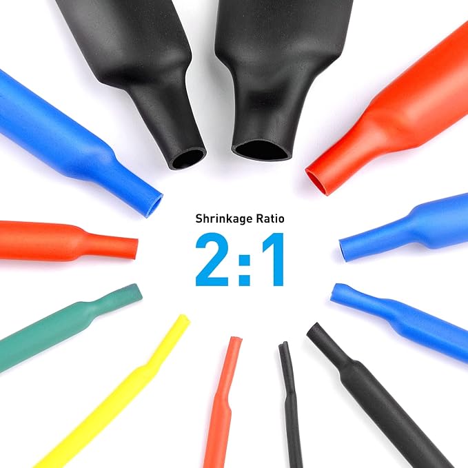 Nilight - 50005R Heat Shrink 2:1 Electric Insulation Tube Kit 45mm Flame Retardant Wrap Cable Sleeve 560pcs 5 Colors 12 Sizes with Storage Box，2 Years Warranty - Image 5