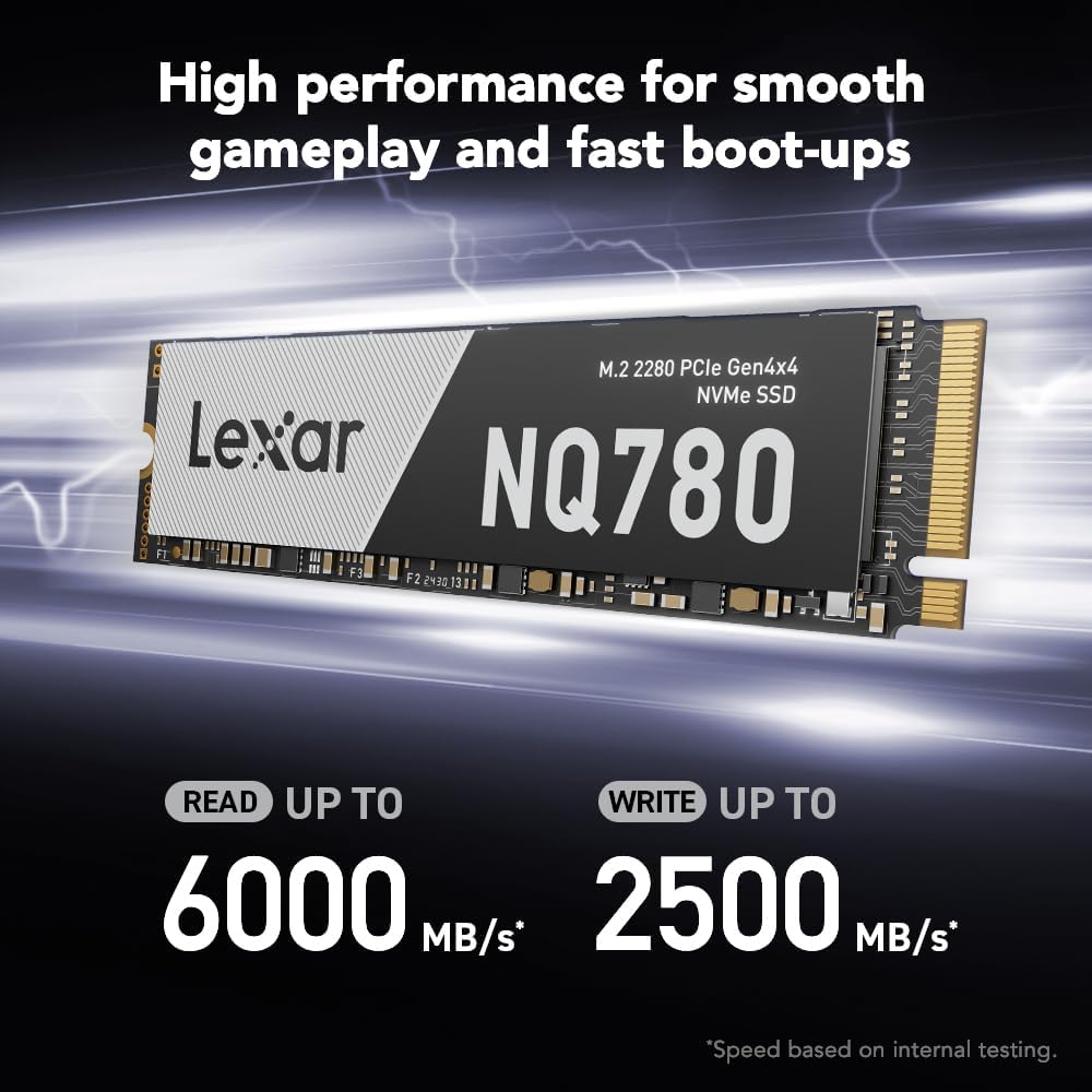 Lexar 1TB NQ780 Internal NVMe SSD, 6000/2500 MB/s, M.2 2280, PCIe Gen 4x4 - Image 2