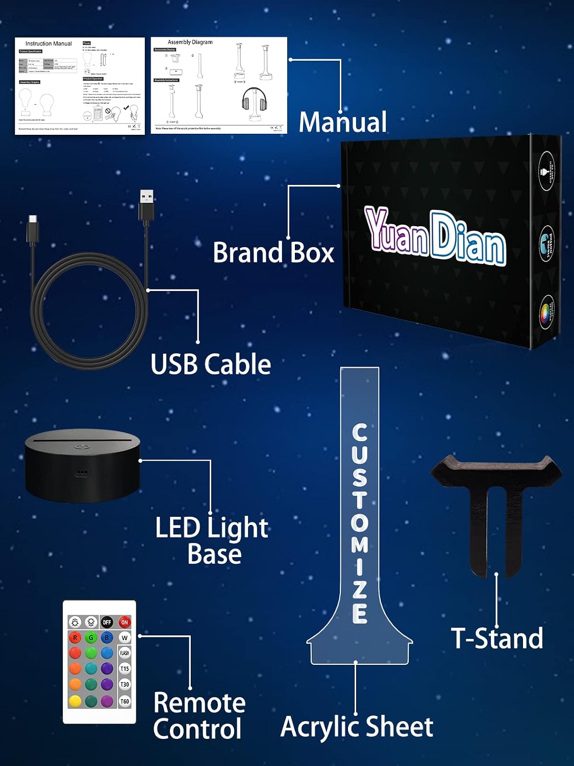 YuanDian Personalized Light up Headphone Stand for Desk, Gaming Headset Holder RGB with 16 Color Lights for Game Room Decor, Cool Gamer Gifts for Men Boyfriend (Customize) - Image 5