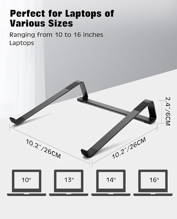Thibault Laptop Stand for Desk - Aluminum Ergonomic Computer Stand，Laptop Riser, Cooling Laptop Holder, Compatible with MacBook Air Pro/Dell/HP/Lenovo/Alienware and 13-17 inches Laptops, Blue-Black - Image 4