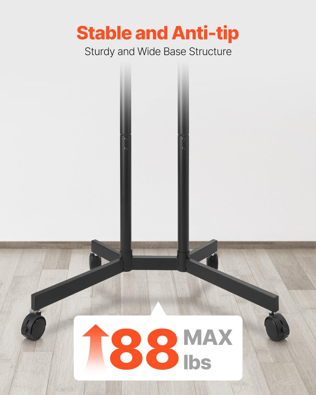 VEVOR Rolling TV Stand for 32-65" Screens, 88 Lbs, VESA 400 - Image 4