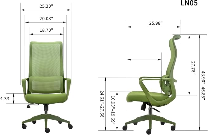 High Back Ergonomic Colorful Office Chair, Breathable Nylon Mesh Desk Chair with Adjustable Lumbar Support, 300LBS Swivel Rolling Computer Chair for Home Office Work(Americana, Green) - Image 2