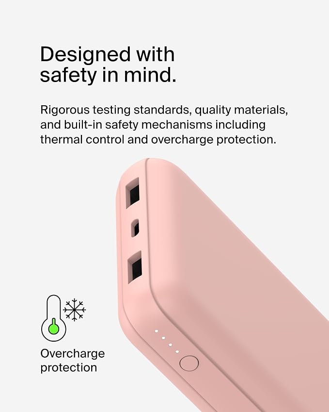Belkin 20000mAh 15W 3 Port Power Bank, USB A to USB C Cable Included | Fast Charging, iPhone 17, Samsung Galaxy, Pixel, Airpods, iPad, Nintendo Switch 2, Battery Pack, USB C Port, USB A Port - Image 11