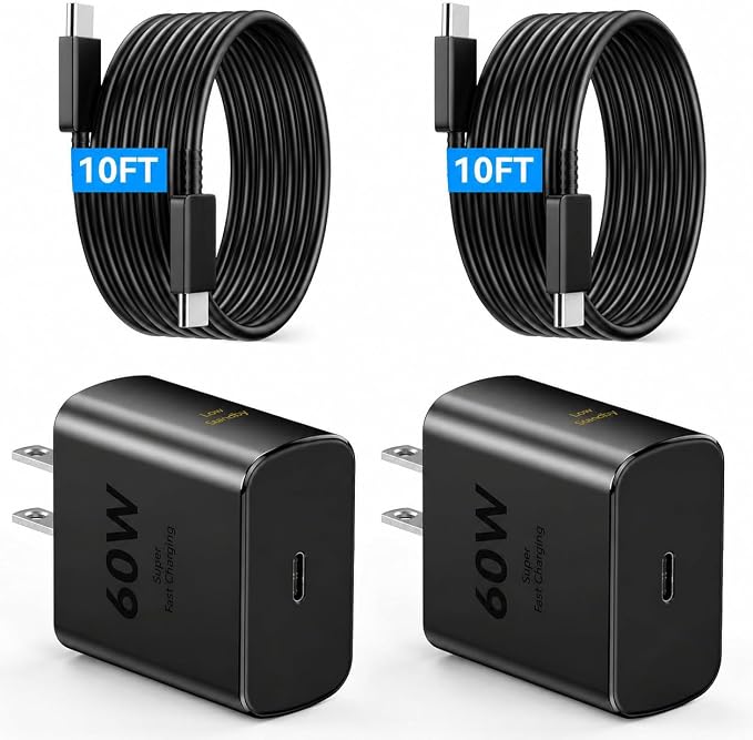 60W Super Fast Charger USB C, Type C Charger Fast Charging Android Phone Charger Block with 10FT USB C Chargers Fast Charging Cable Cord for Samsung Galaxy S26 Ultra/S26+/S26/S25Ultra/S25/S24-Black by Duloch