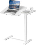 DUMOS Standing Desk with Wheels, Rolling Desk, Laptop Table | Adjustable Height, Portable Computer Workstation, Tilting Desktop, Home Office Classroom Bedside, White by DumosLifestyle