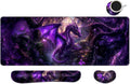 MIBITRI Keyboard Mouse Pad Set, Extended Gaming Mouse Pad+Ergonomics Keyboard Wrist Rest Support, Memory Foam, Easy Typing Pain Relief, 4Pcs XXL Ultra Thick Desk Mat, Dragon by MIBITRI