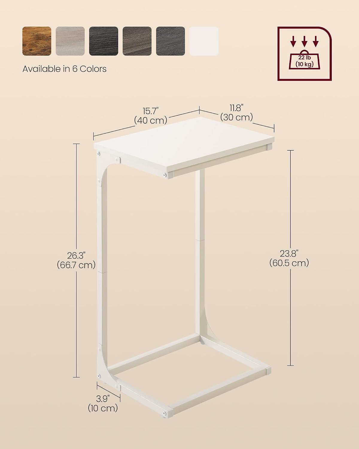 VASAGLE C-Shaped End Table, Couch Side Table for Sofa with Metal Frame - Image 6