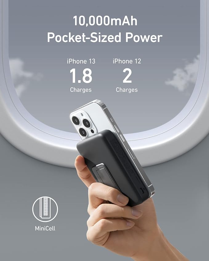 Anker 633 Magnetic Power Bank with Stand, 10,000mAh Portable Charger | Foldable Wireless Charger with 20W USB-C Power Delivery, MagSafe-Compatible for iPhone 16 / 15 / 14 / 13 / 12 Series - Image 4