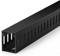 1.6"H x 1.2"W Cable Raceway, 6ft Under Desk Wire Management Channel, Black | Slotted Wire Duct, 2 Pack (3 ft Each), Heavy-Duty PVC Cable Management for Server Racks, Network Cables & Electrical Cabinets by ZhiYo