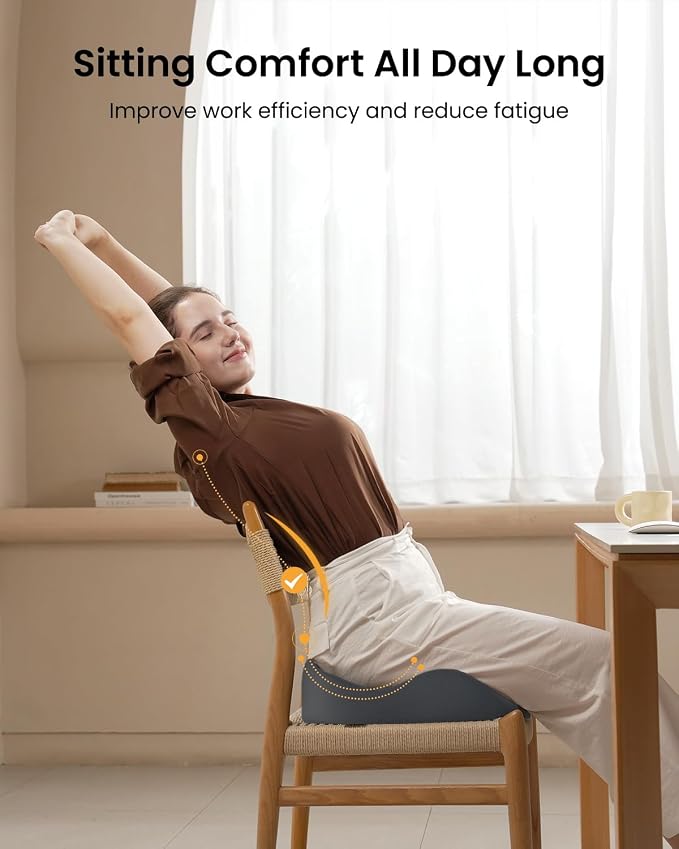 ProtoArc Extra Large Seat Cushions for Office Chairs, Dark Gray | Ergonomic Memory Foam Seat Cushion for Home, Extra Cover, Car Seat Cushions for Driving, Pressure Relief Pad for Sciatica - Image 6