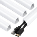 ZhiYo 85in Corner Cable Hider for 3-5 Cords, Wall & Floor Cord Hider White | Self-Adhesive Cable Concealer, 5 Pack (17" Each), Quarter Round Cable Management Raceway for Baseboards & Ceiling Corners by ZhiYo