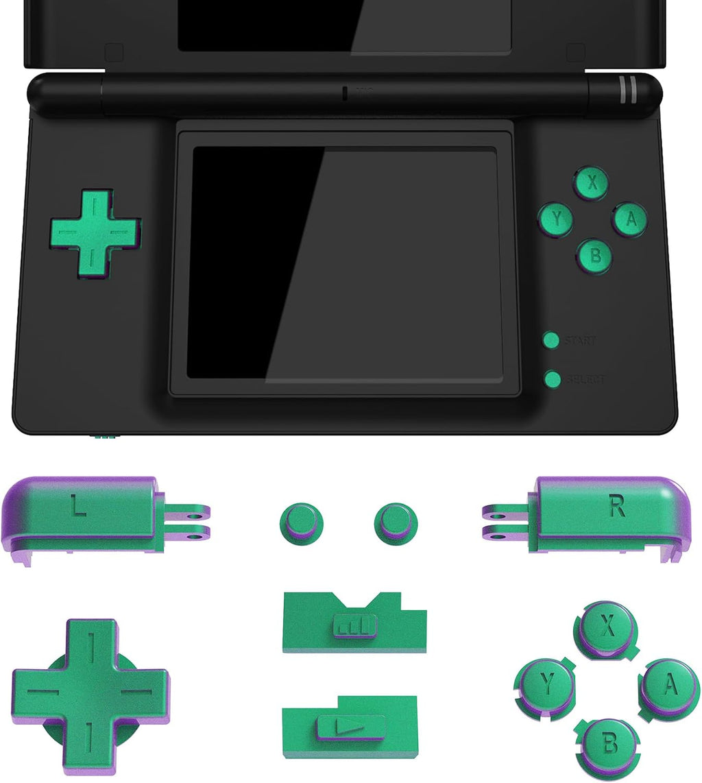 eXtremeRate Chameleon Green Purple Replacement Full Set Buttons for Nintendo DS Lite Handheld Console, Custom D-pad A B X Y Start Select R L Power Volume Keys for Nintendo DS Lite NDSL - No Console - Image 5