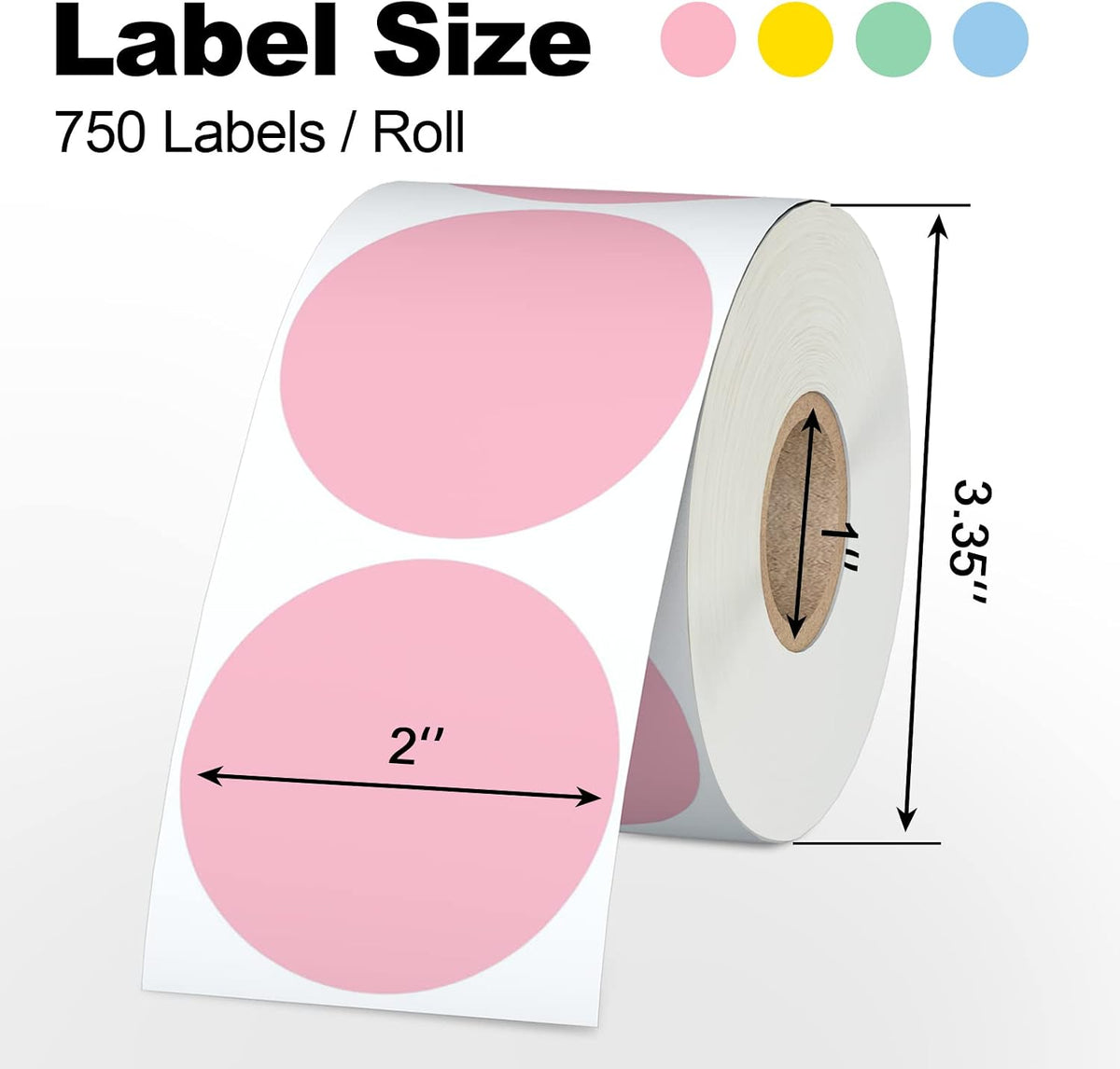 Misofuki 2" 750 Labels Red Circle Direct Thermal Stickers Labels Roll Compatible with Zebra, Rollo, MUNBYN, Self-Adhesive Round Direct Thermal Labels - Image 2