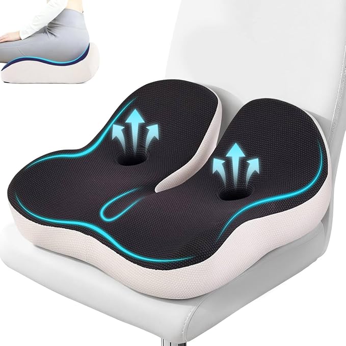 Seat Cushion, Memory Foam for Sit Bone and Back Pain Relief | Dual-Hole Ventilation, Coccyx,Sciatica and Tailbone Hip Relief ,Posture Support ,Office Chair and Car Seat,Home Use by OVRST