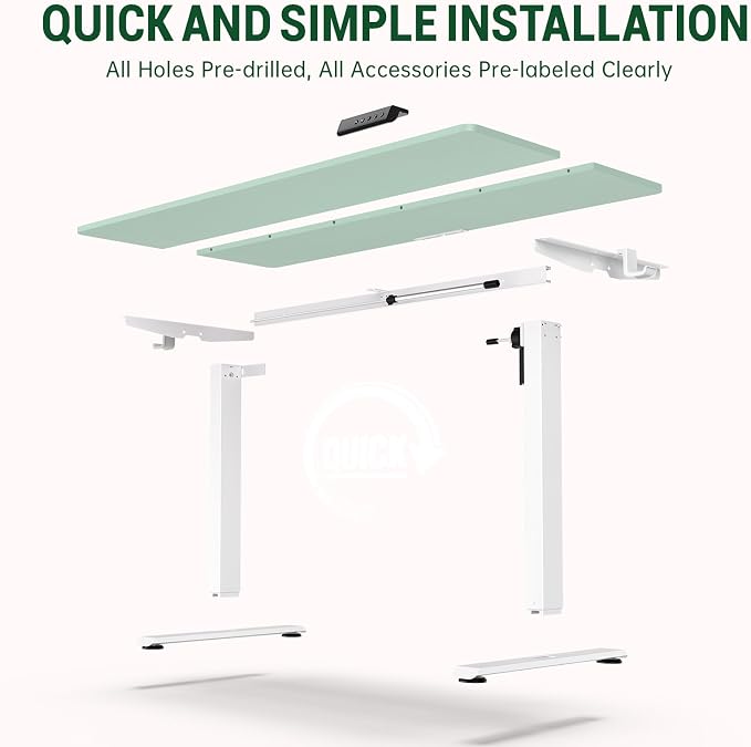 Veken 55 Inch Large Electric Standing Desk, Gaming Table, Green | Height Adjustable Sit Stand Up Computer Tables for Home Office, Study , Writing, Suit students, employees and group work - Image 4