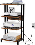 X-cosrack 16.5" Game Console Shelf, Small 4-Tier Video Gaming Consoles Stand with Outlet, Narrow Stereo Cabinet AV Media Stand, Corner Audio Rack for PS5,Xbox,Game Console,TV Box,WiFi Router by X-cosrack