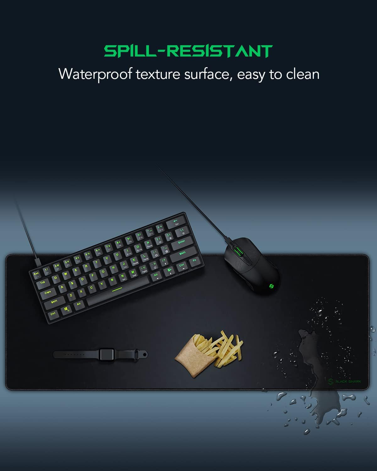Black Shark Gaming Mouse Pad Desk Mat (31.5” x 11.8” x 0.15”) Mousepad with Superfine Fiber Surface Smooth, Non-Slip Rubber Base, Office Decor for Gamers, Office, Desk Pad Manta P2 - Image 4