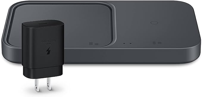 SAMSUNG 15W Wireless Charger Duo w/USB C Cable, Charge 2 Devices at Once, Cordless Super Fast Charging Pad for Galaxy Phones and Devices, 2022, US Version, Black by Unknown