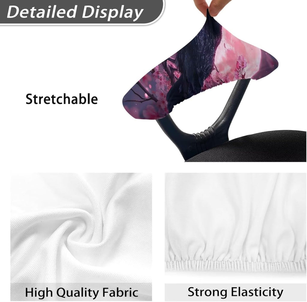Raven Moon Floral Printed Office Chair Armrest Slipcovers Covers 2Pcs/Set Anti-Slip Stretchy Computer Chair Arm Rest Cover Universal Fits Rotating Desk Gaming Chairs - Image 5