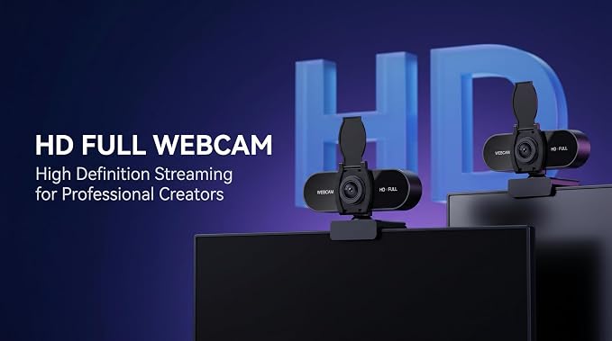 1080P HD Webcam with Microphone, Noise Cancellation, Privacy Cover, Wide-Angle Lens, Auto Light Correction, Plug & Play USB Webcam for Laptop, Desktop, PC, Mac, Zoom, Skype, Streaming (1080p) - Image 4