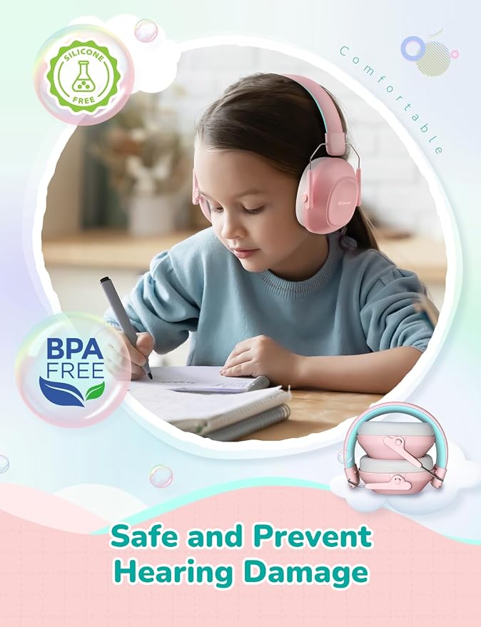 iClever EM01 Noise Cancelling Headphones for Kids Adults, SNR 29dB EarMuffs | Noise Reduction Ear Muffs for Autism Sensory Concentration Aid Ear Hearing Protection for Fireworks Event Monster Jam Concert - Image 3