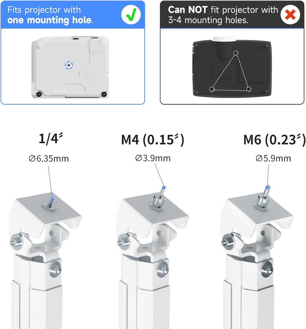 suptek Extended Mini Projector Ceiling Mount Adjustable Wall Mount with Thread Adapters for Projector DVR Camera, Max 21inch (PR05MINI) - Image 3