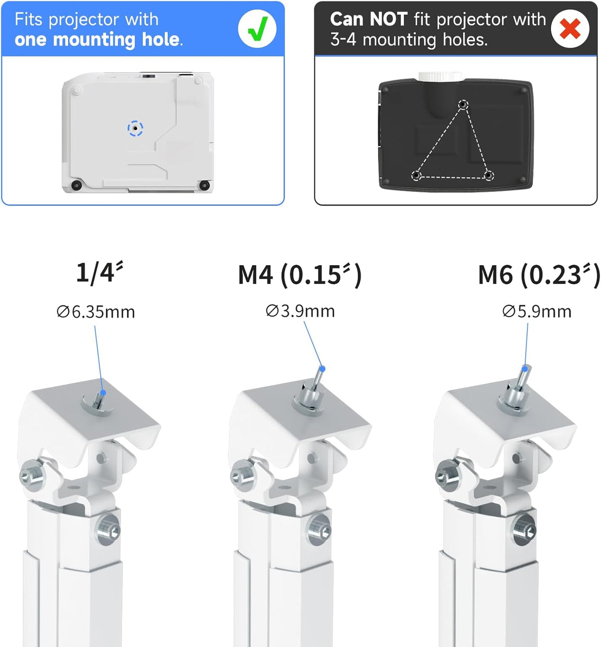 suptek Extended Mini Projector Ceiling Mount Adjustable Wall Mount with Thread Adapters for Projector DVR Camera, Max 21inch (PR05MINI) - Image 3
