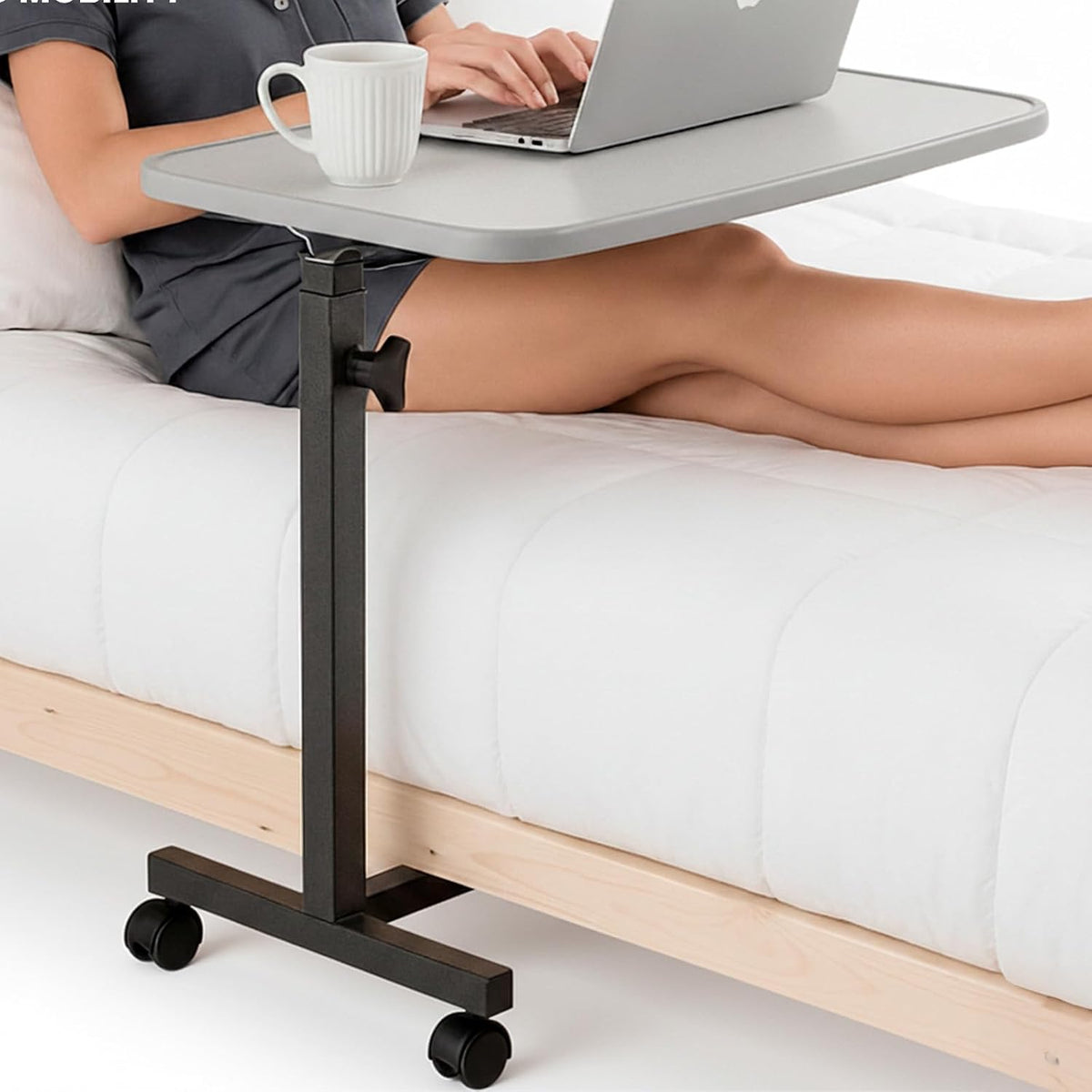 Vive Overbed Hospital Bed Table for Home Use - Adjustable Swivel Wheels by Vive