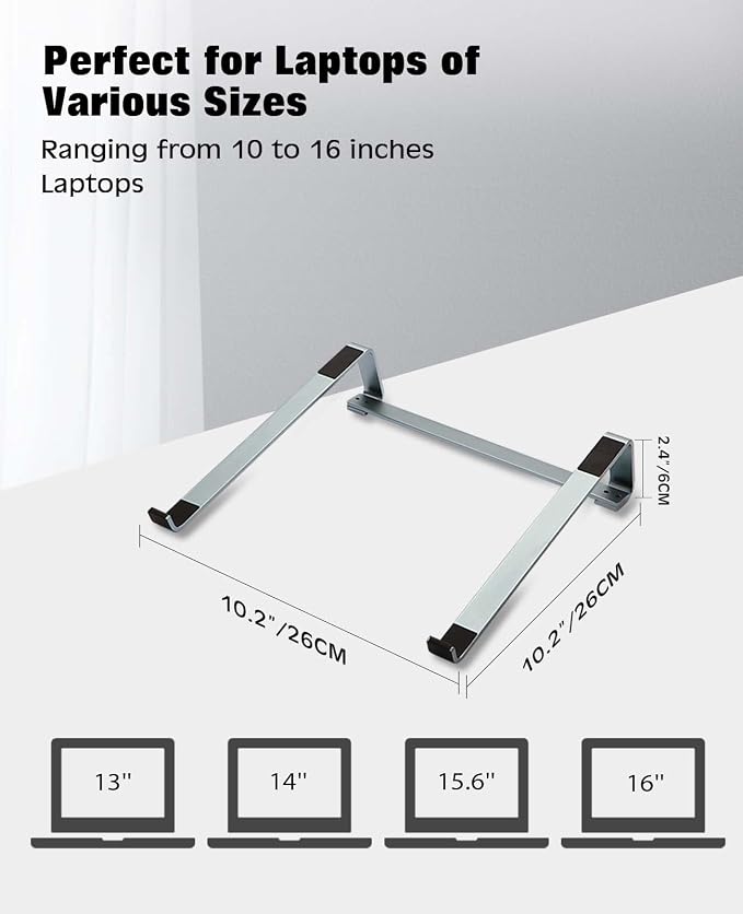 Thibault Laptop Stand for Desk - Aluminum Ergonomic Computer Stand，Laptop Riser, Cooling Laptop Holder, Compatible with MacBook Air Pro/Dell/HP/Lenovo/Alienware and 13-17 inches Laptops, Blue Grey - Image 4