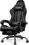 GTPLAYER Gaming Chair, Computer Chair with Footrest and Lumbar Support, Height Adjustable Game Chair with 360°-Swivel Seat and Headrest and for Office or Gaming (Faux Leather, Black) by GTPLAYER