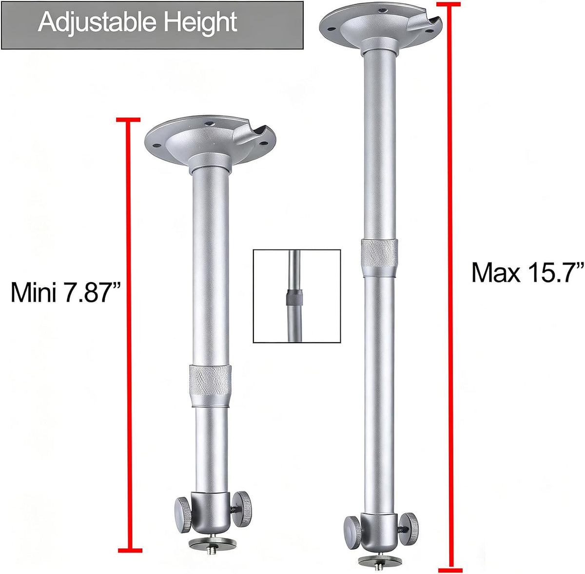 DAWASAPAT Universal 2-in-1 Projector Mount Bracket with Extension Pole, 7.87" - 15.74" Height Adjustable Holder for Projectors - Image 4