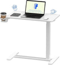 FLEXISPOT H7 28" Pneumatic Height-Adjustable Overbed Table with Wheels | C-shaped bedside table,Medical End Table,Rolling Cart TV Tray,Laptop desk for Hospital Home office use,27.6"Wx15.7"D,White by Unknown