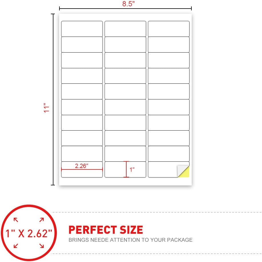 [500Sheet, 15000 Labels] 30 up Labels Address Labels 1" x 2-5/8" Sticker Paper for Laser/Ink Jet Printer Mailing Label 8.5"×11" White 30 per Sheet - Image 7