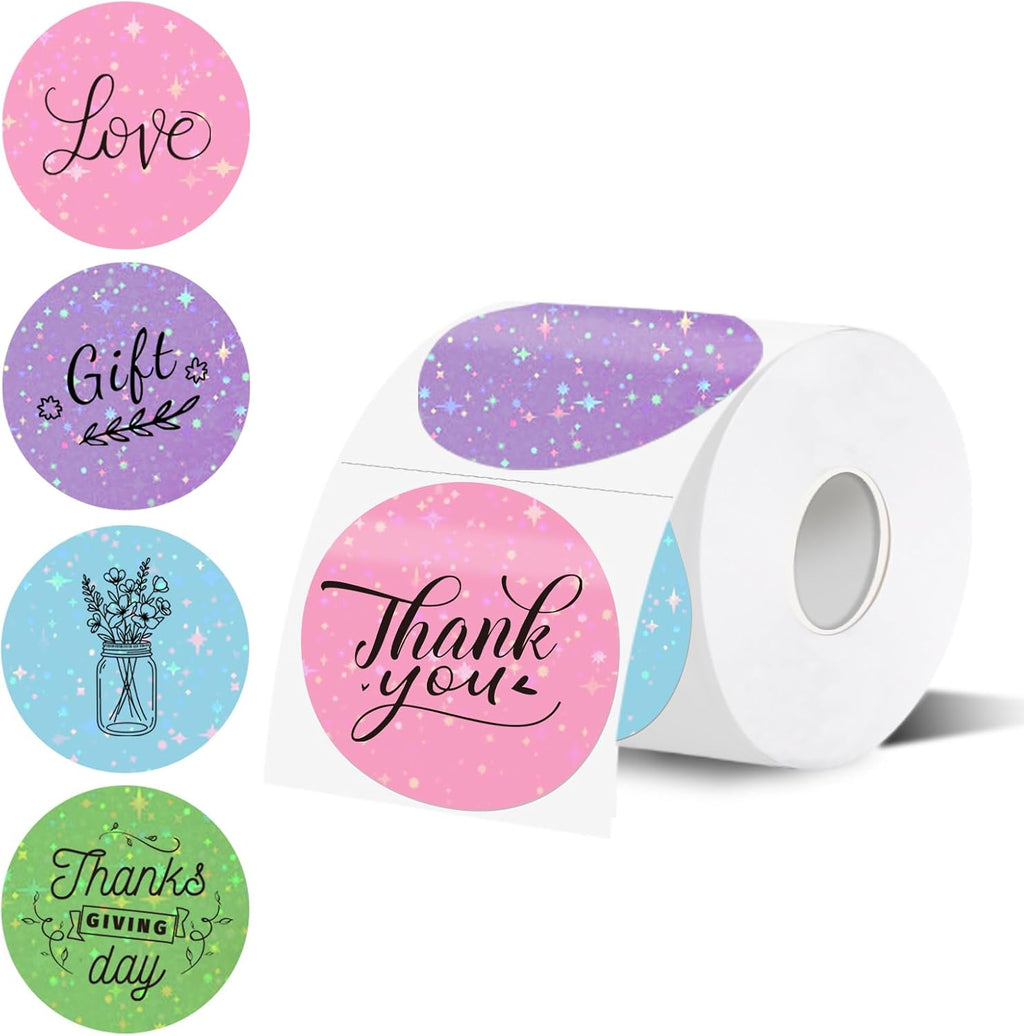 3''Holographic Thermal Label,Round Self-Adhesive Direct Thermal Label,for DIY Logo Design,Name Tag (200/Roll Multicolor) by starboling