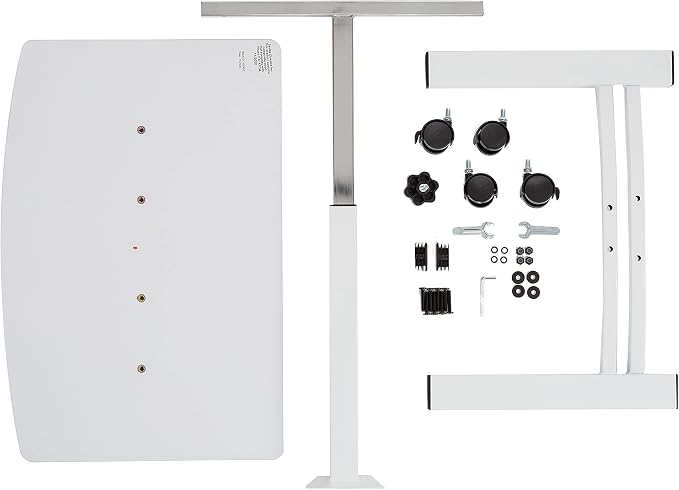 Seville Classics Airlift Mobile Height Adjustable Laptop Stand Computer Workstation for Sitting Classroom Home Office Medical Table w/Wheels, Flat Desk 24", White - Image 14