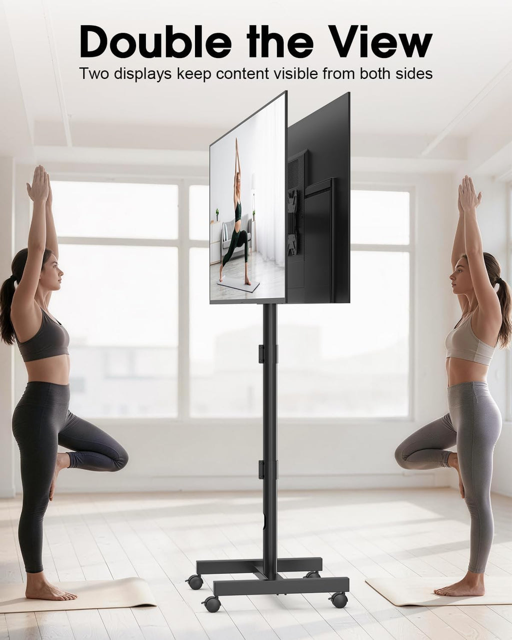 Back-to-Back Dual Screen Rolling TV Stand for 21-50 Inch TVs - Image 2