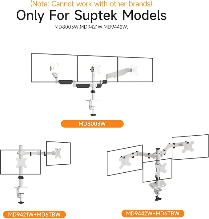 suptek Single Head and Plate Vesa Pole Mount Bracket for Suptek Monitor Mount,White(MD6TBW-2) - Image 5