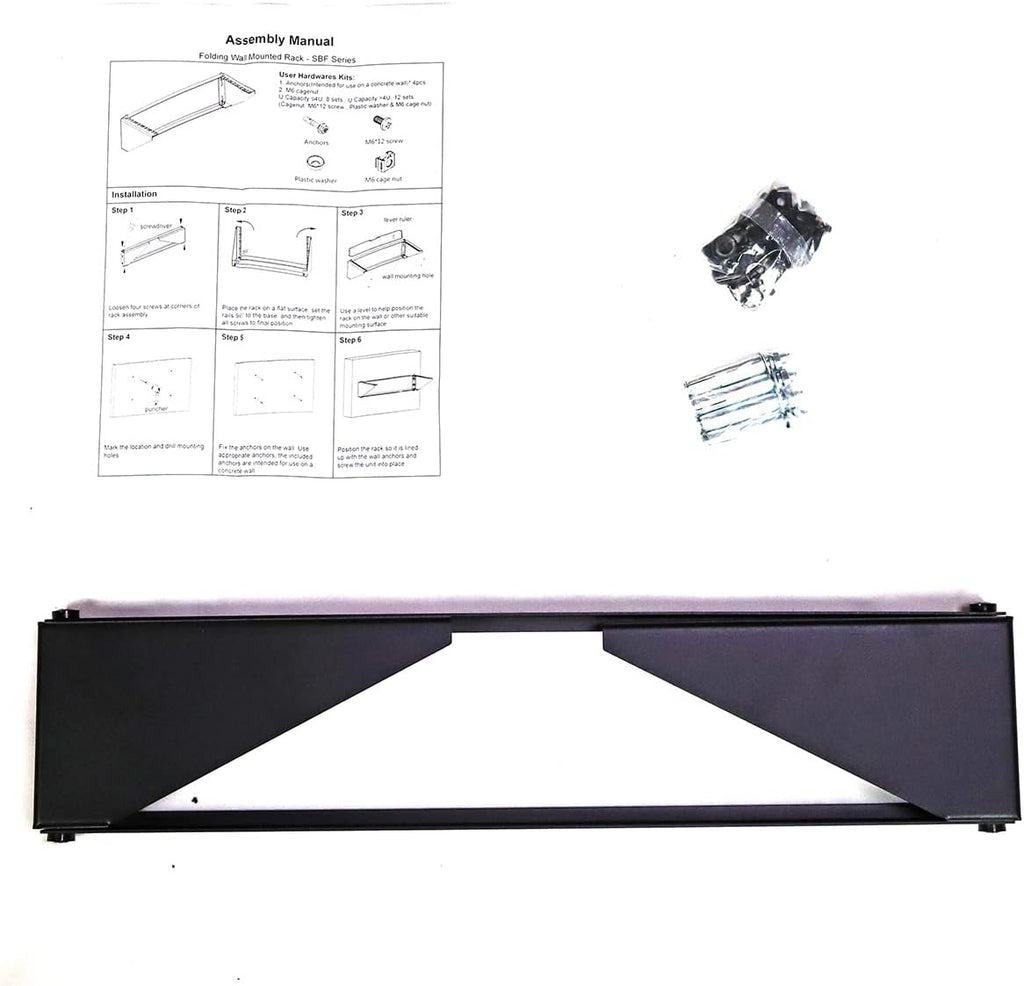 AEONS 4U 19-Inch Foldable Vertical & Horizontal Wall Mount Bracket Server Rack for Computer Network IT Studio Equipment Low-Profile Wallmount Black - Image 5