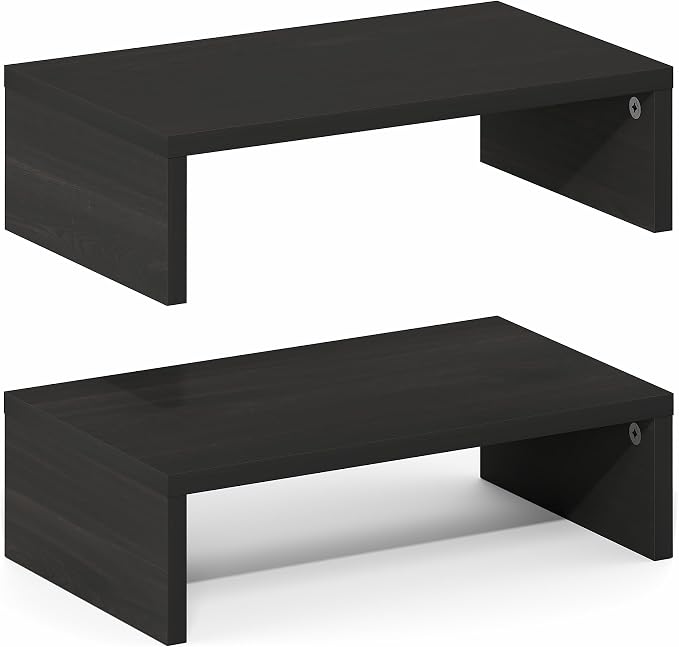 Furinno CLASSIC Monitor Stand Riser Set of 2, 15.7" Wide Dual Monitor Riser, Stackable Separable Laptop Stand for Desk, Desktop Organizers and Accessories, for Office Supplier, Espresso - Image 7