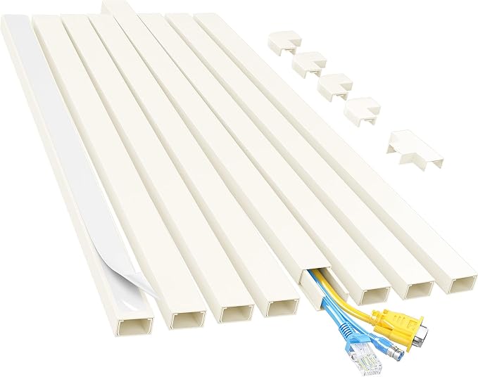 Yecaye Cord Covers for Wires on Wall, 113in, W0.95in H0.55in, Beige | TV Cord Hider, Medium Cord Organizer for 2-3 Wires, Cable Management Kit, Easy Install by Yecaye