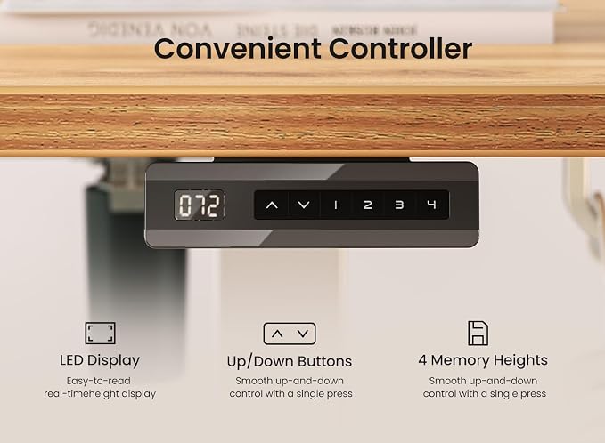 BANTI 40 × 24 Inches Standing Desk, Ergonomic, Electric Height Adjustable, Sit and Stand Up, Computer Office Desk with Splice Board, White Frame/Light Rustic Top - Image 6