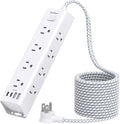 Power Strip Surge Protector with 12 AC Outlets 4 USB, 5FT Extension Cord | Flat Plug Wall Mount, 1050J Overload Protection, Desk Charging Station for Home Dorm Room Office Essentials, ETL Listed by Addtam