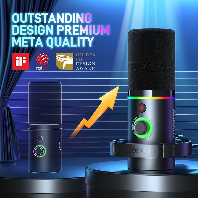 MAONO PD200X XLR/USB Dynamic Microphone, RGB Gaming Mic with Software | PC Mic with Mute, Gain Knob, Volume Control and Headphone Jack for Gaming, Streaming, Podcasting, Recording - Image 8